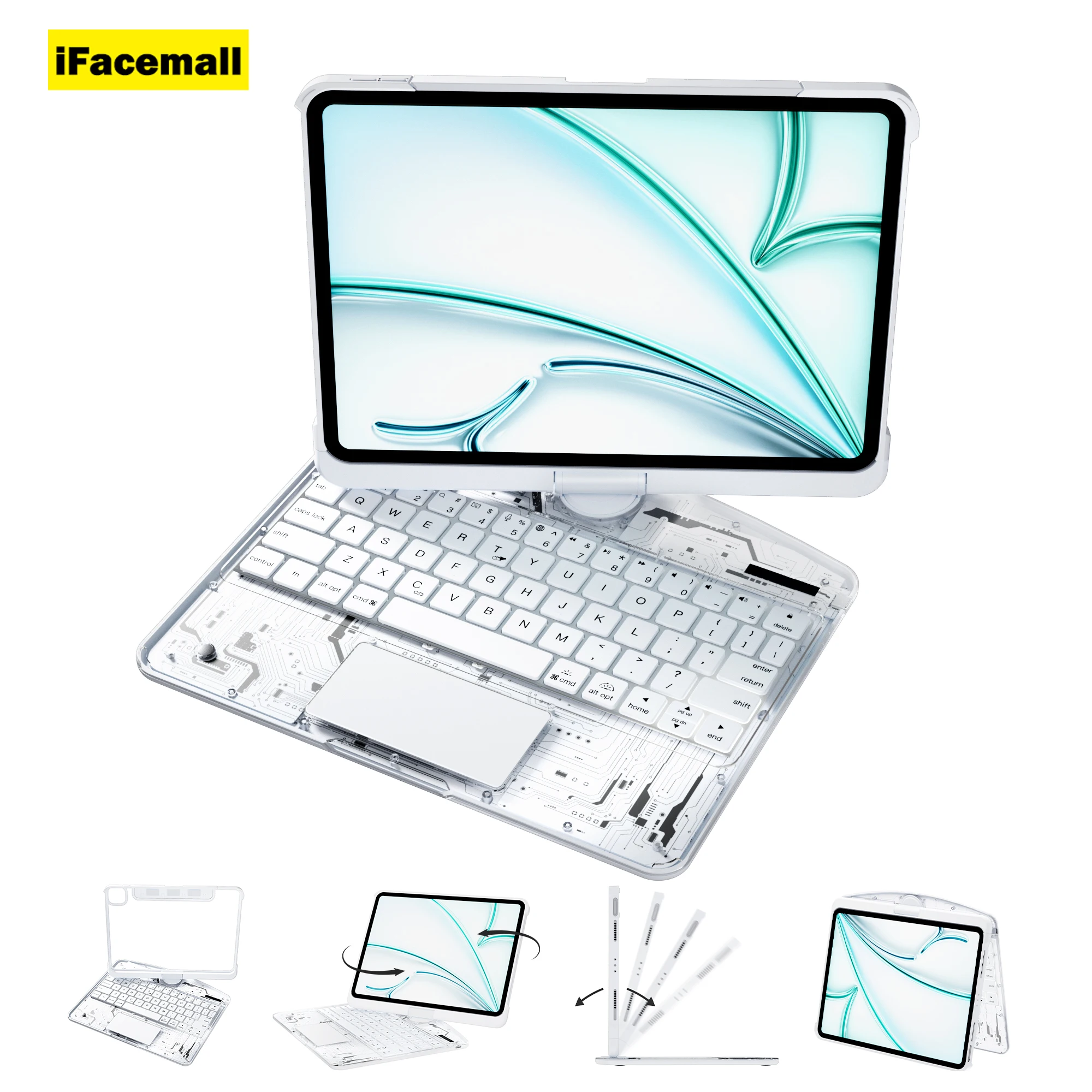 

Transparent High Quality Multi Touch Wireless BT Magic Keyboard case With Trackpad Backlit Keys for iPad Pro 11 Air M3 2025