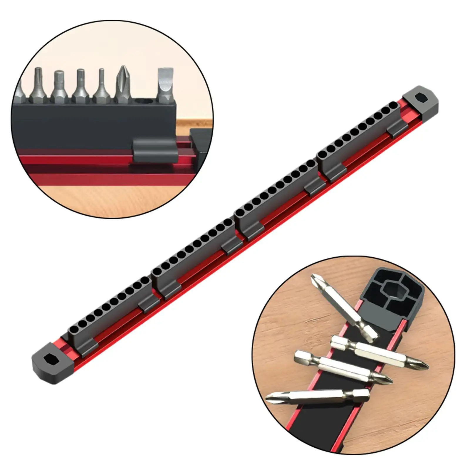 

Hex Bit Holder Bit Bar Sliding Rustproof Accessories Multifunctional Aluminum Alloy Stable Socket Rail Drive Socket Holder