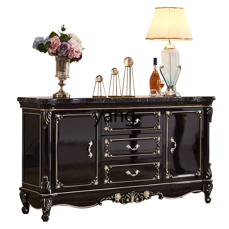 

YJQ furniture European side cabinet Solid wood high cupboard Storage American side cabinet