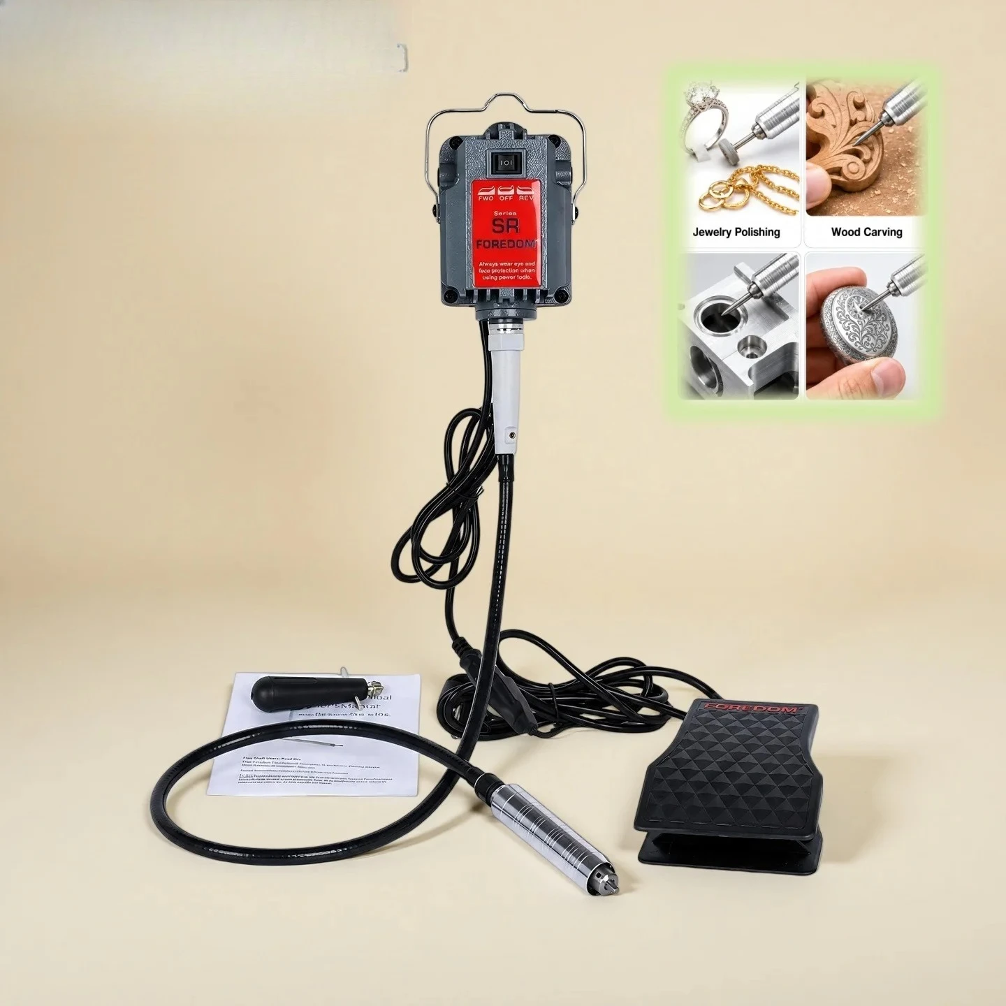 SR Flexible Shaft Rotary Hanging Motor Polishing Grinder Goldsmith Jewelry Grinding Burnishing Equipment