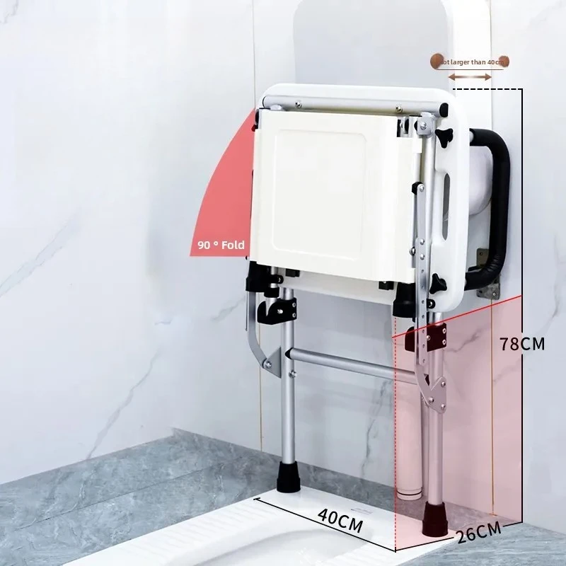 Commode Toilet Squat Toilet Converted To Toilet Seat, No Punching Foldable Elderly Bathroom Commode Chair for Disabled Armrest