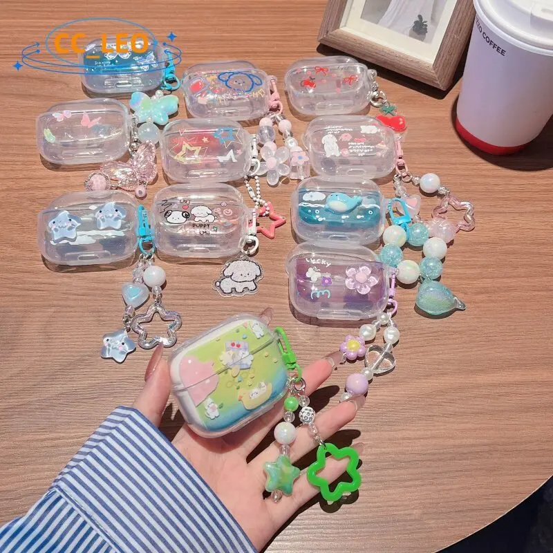 for OPPO Enco Buds3 Pro Case Cute Puppy Cartoon Whale Charm 