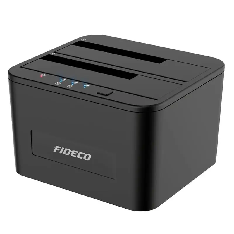 

Док-станция FIDECO HDD/SSD, двухэтажная USB 3.0 SATA для 2,5 и 3,5-дюймовых жестких дисков, функция автономного клонирования, вилка европейского стандарта