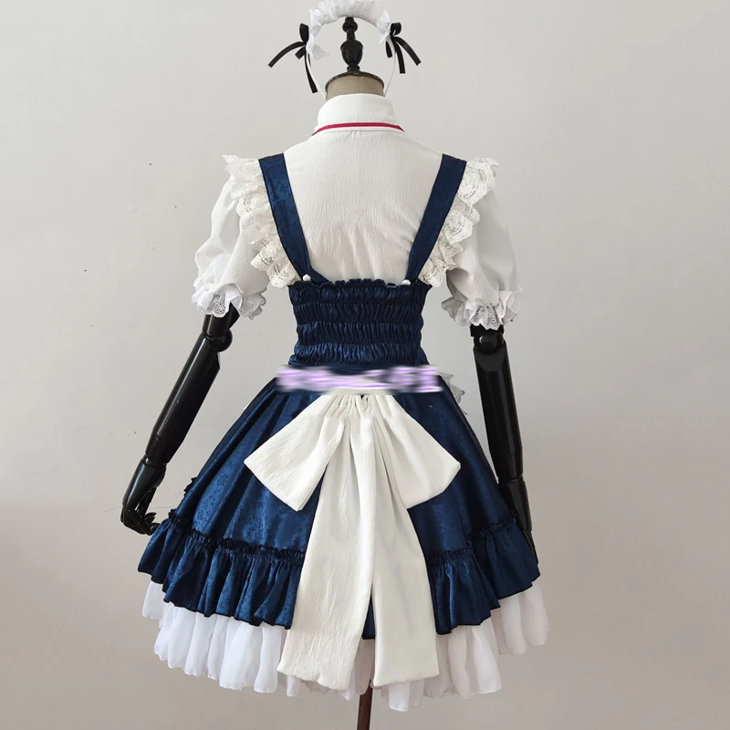 Disfraz de Cosplay Cos Izayoi Sakuya, Touhou Project, azul oscuro, encantador uniforme de sirvienta lolita, conjunto completo para mujer