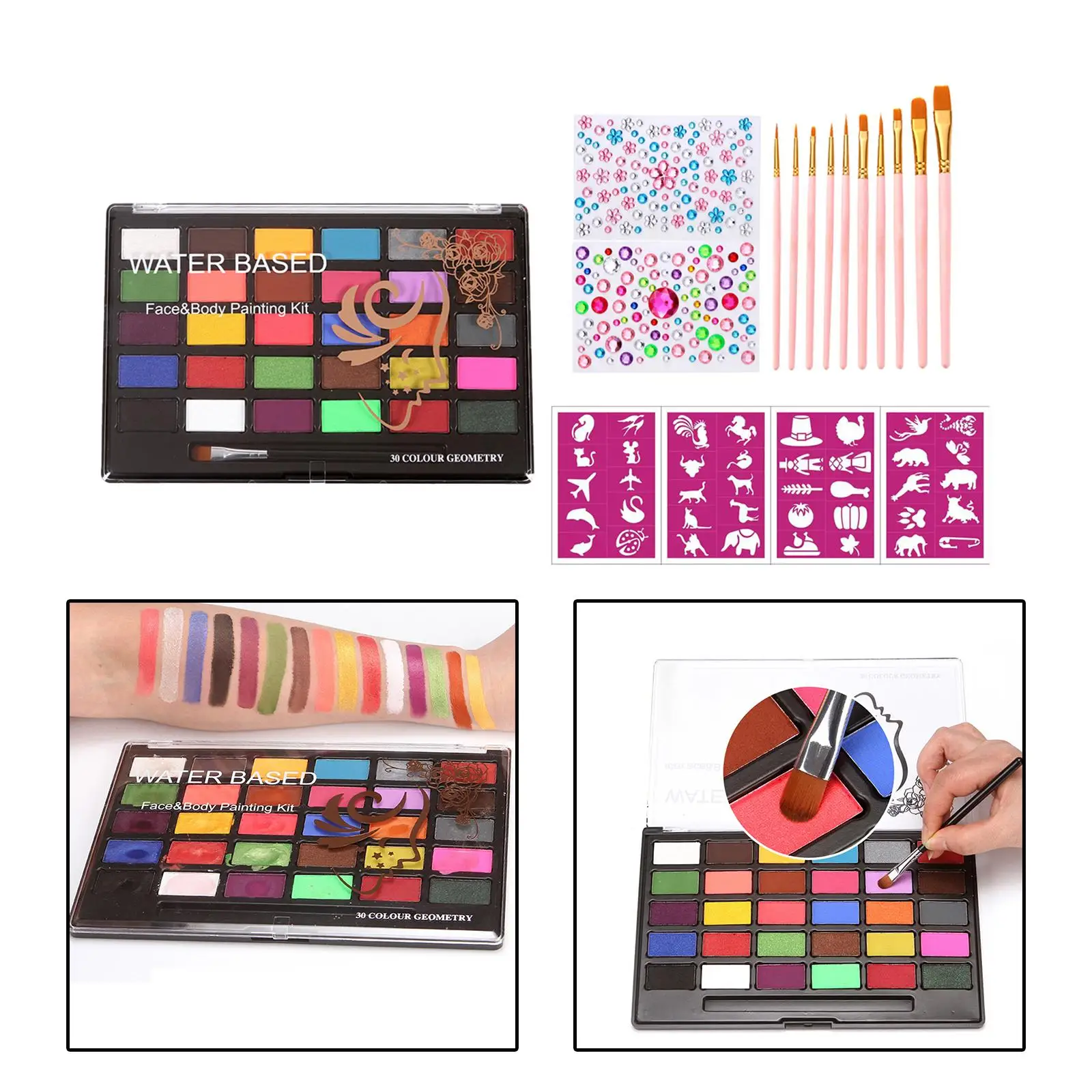 لوحة احترافية لطلاء الوجه والجسم مائية مكونة من 30 لونًا لأداء مرحلة الهالوين للأطفال #6