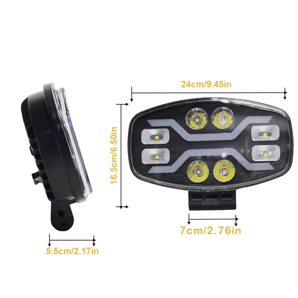 1/2Pcs 9 Inch Square LED Driving Spotlight 100W White Yellow Flash Auxiliary Headlight 12V-24V For Offroad Truck Vehicle