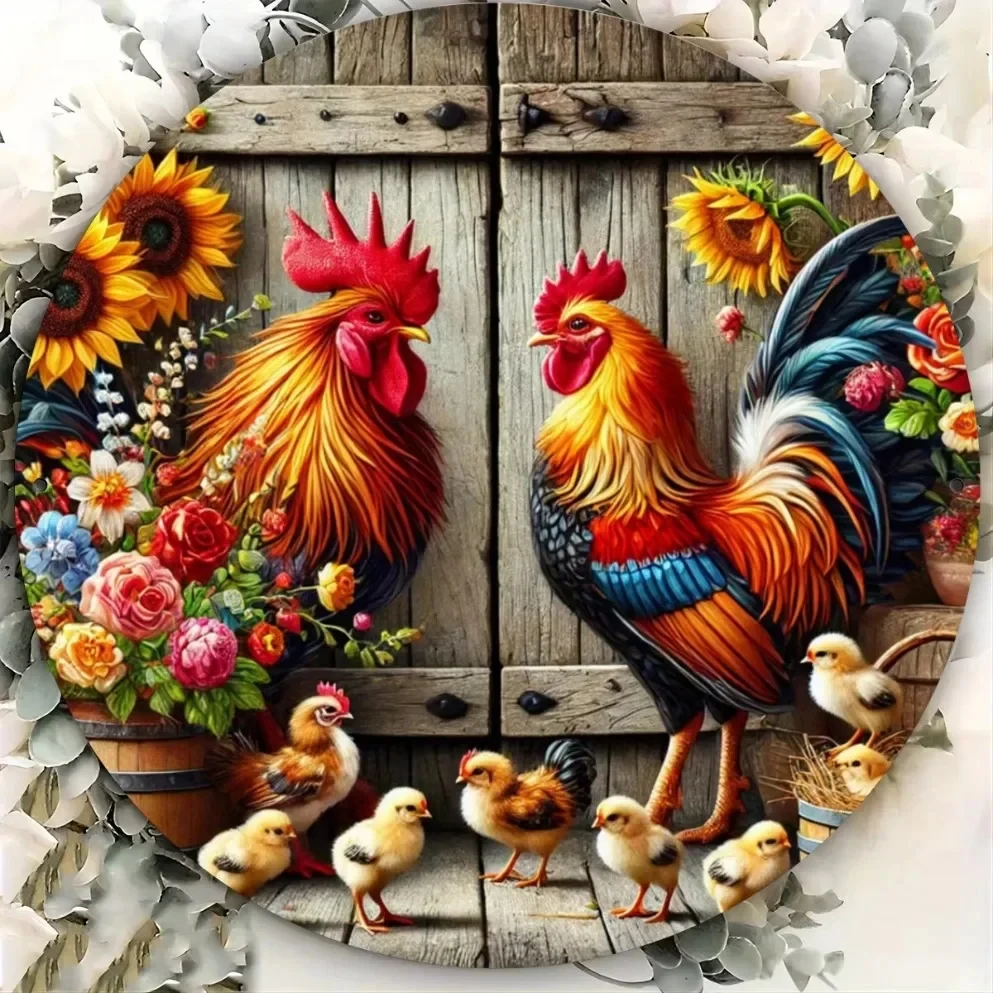 Vibrant Retro Rooster Metal Wall Art - Perfect for Adding a Rustic Touch to Home, Street, Garage, and Garden Decor