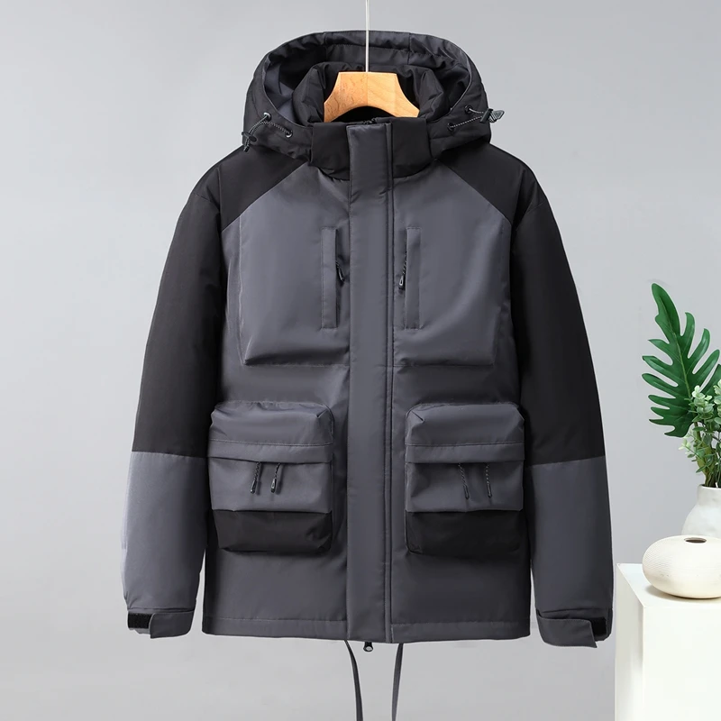 

New Hooded Cotton-padded Jackets for Autumn and Winter Multi-pocket Workwear Outdoor Sportswear Windproof and Warm Couple Coats