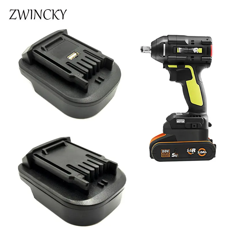 ZWINCKY Battery Adapter For Worx 20v Orange Small Foot Board Electric Conversion To Green Big Foot Board Battery tools With USB