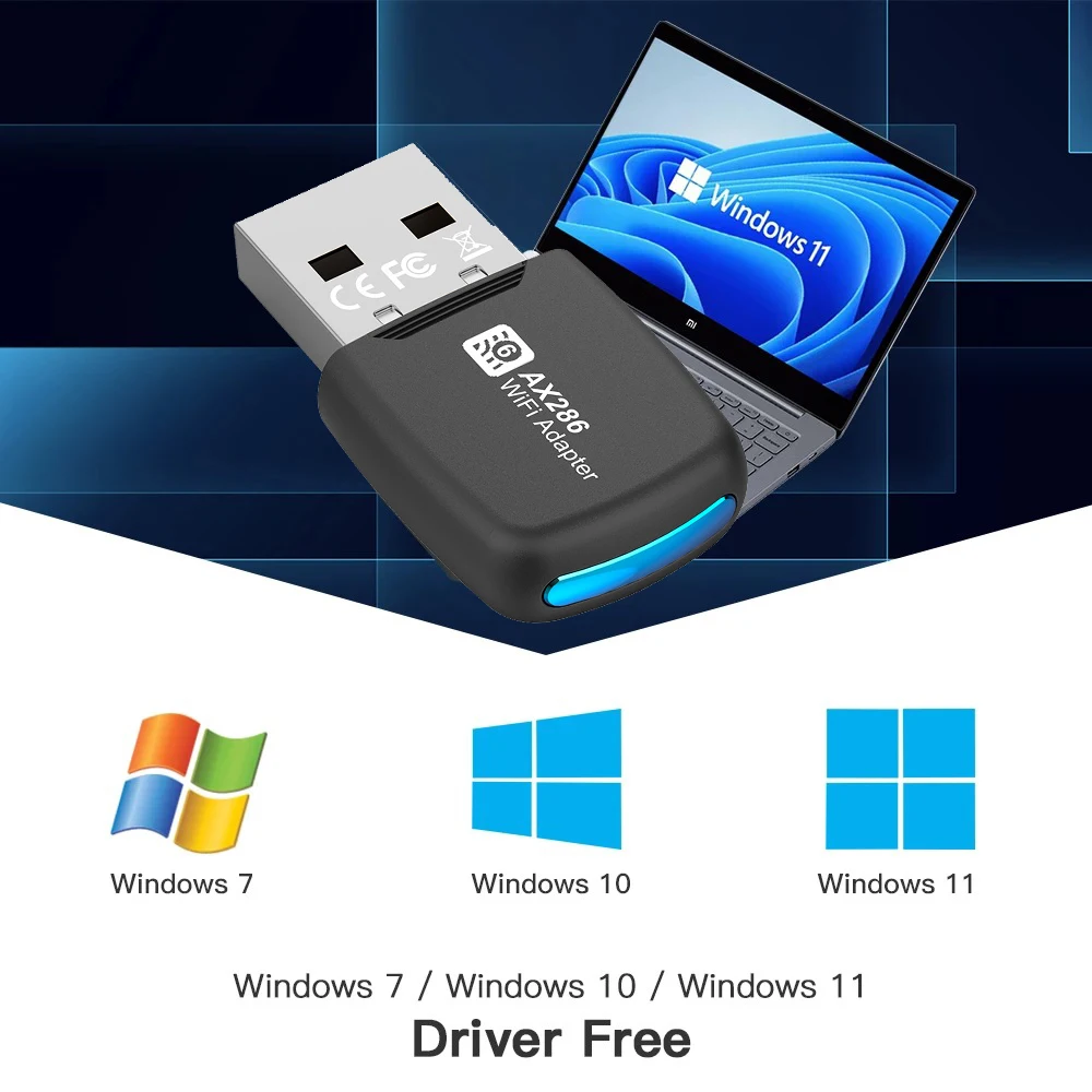 PC 및 노트북용 미니 무선 리시버, WIFI6 USB 어댑터 동글, AX286 USB 2.0 네트워크 카드, 2.4GHz, Win7/10/11 드라이버 무료 ,WIFI6 USB Adapter Dongle AX286 USB 2.0 Network Card 2.4GHz Mini Wireless Receiver For PC/Laptop For Win7/10/11 Driver Free