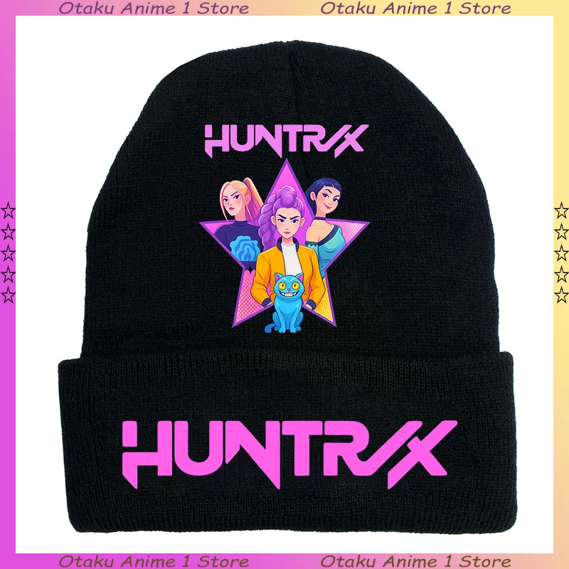 KPop デーモンハンターズ ニット帽 漫画 ルミ ミラ ゾイ プリントキャップ かわいい ユニセックス 暖かい 伸縮性のある帽子 クリスマスギフト 男の子 女の子向け