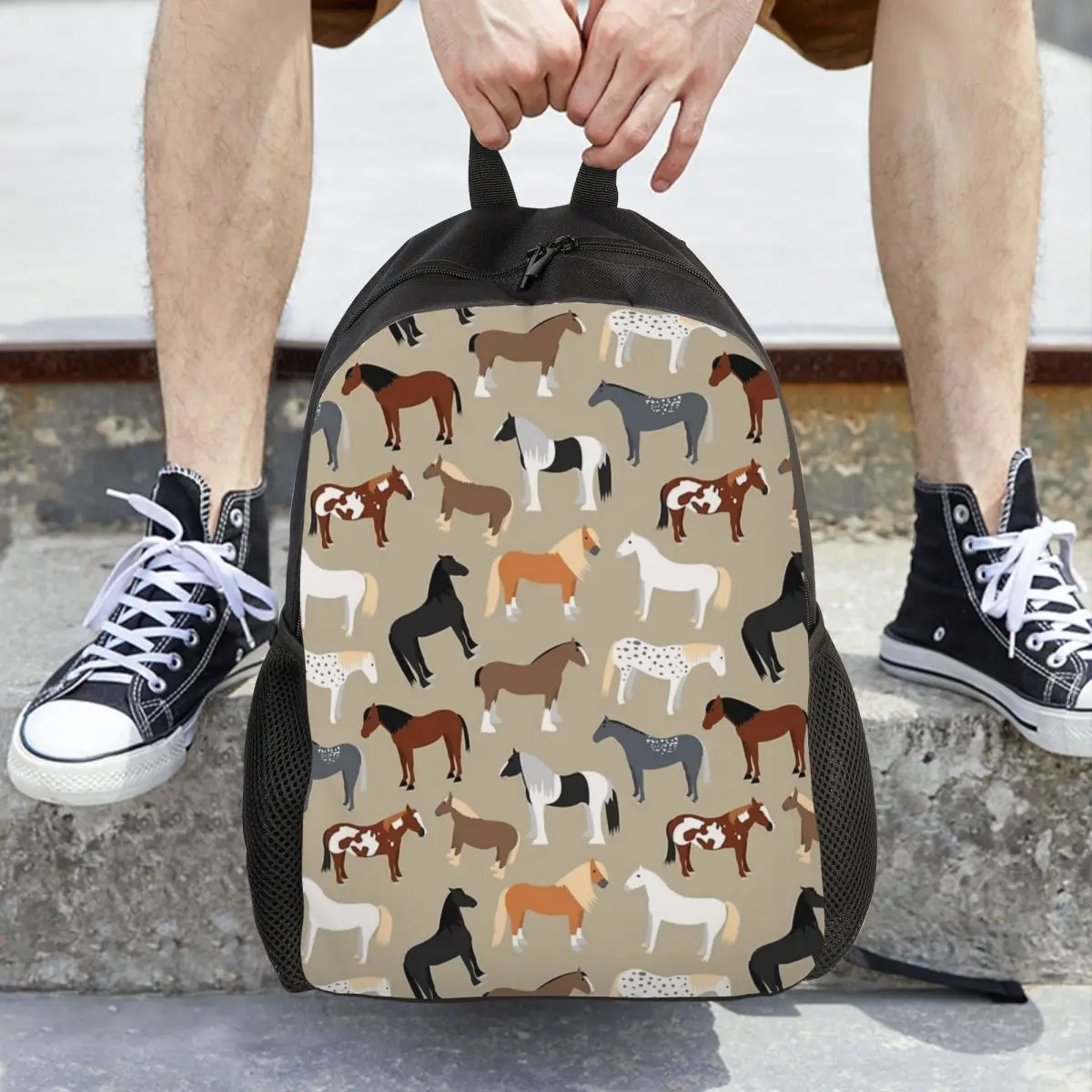 Mochila con patrón de razas de caballos, gran oferta, mochila de gran capacidad para niños, mochila escolar, bolsos de hombro para hombres y mujeres