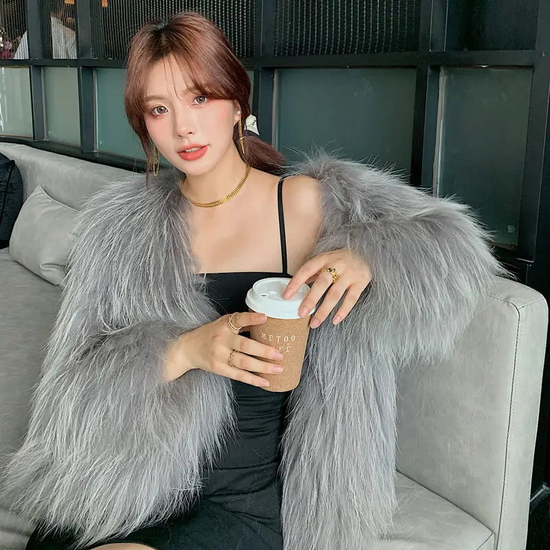 

Winter New Coat for Women Short Loose-fitting Warm Thickening Faux Fur s Jacket Long Sleeve Top T63