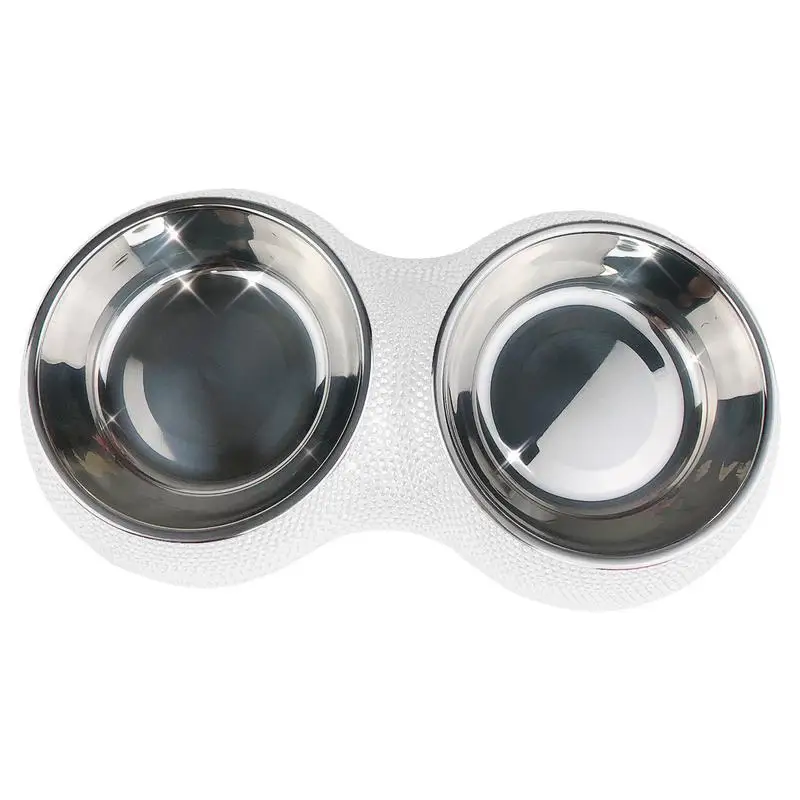 Bling Pet Bowl Pet Feeder Bowl Dog Cat Feeding Dish Stainless Steel Anti-Overturning Bowls Double Pet Bowls Pet Accessories