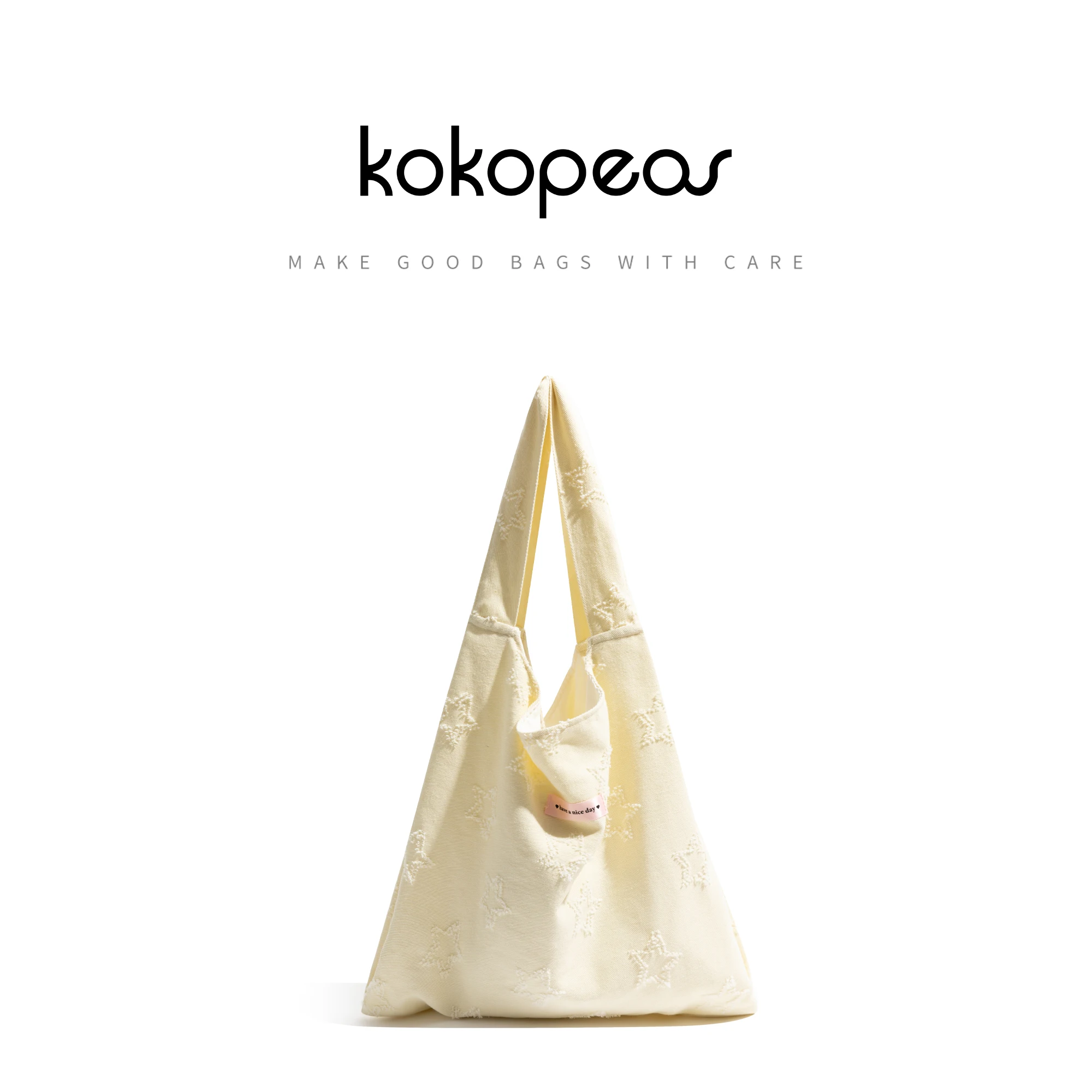 

KOKOPEAS Reusable Girl Handbag Shopper Tote Niche Design Canvas Shoulder Bag for Women Solid Color Versatile Leisure Student Bag