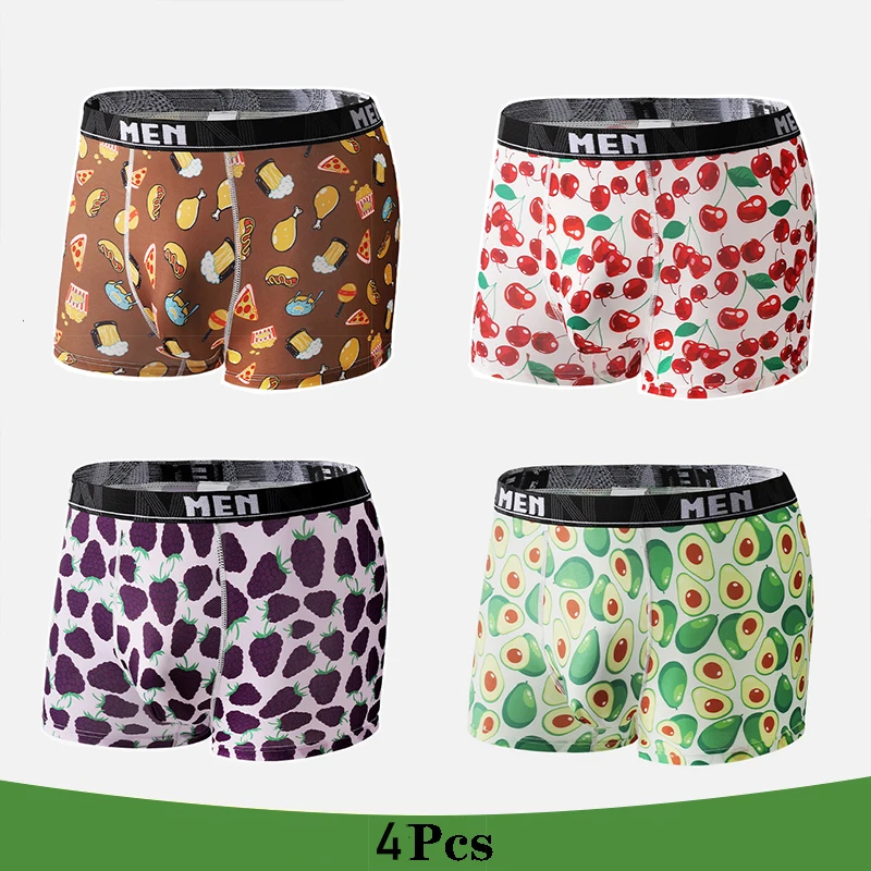 4Pcs/Lot Mens Underwear Boxers Fashion printed Panties Men\'s Underpants  Boxer Comfortable Brand Boxershort Shorts