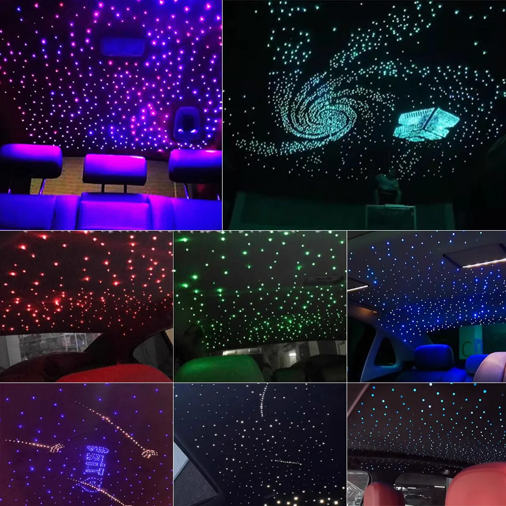 New 16W Car Star Ceiling Light RGBW Twinkle Starry Sky Fiber Optic Light Led Star Roof Interior Atmosphere Light Car Home Decor