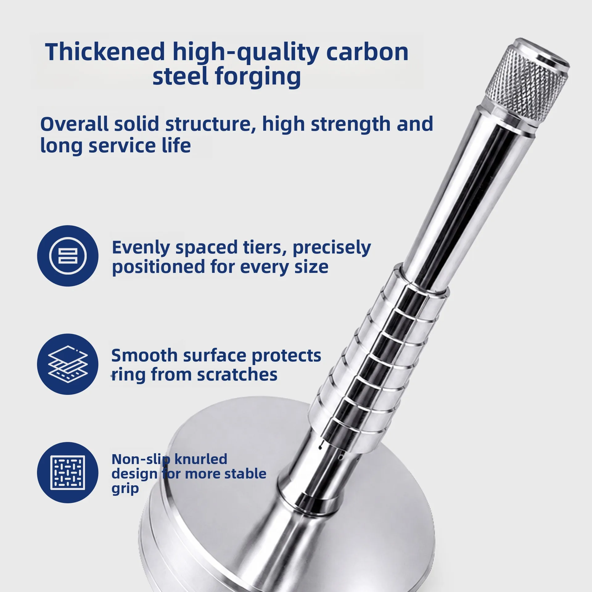 Hand-hammered ring expander with base suitable for ring inner diameters rangingRing inner diameter size Jewelry tools