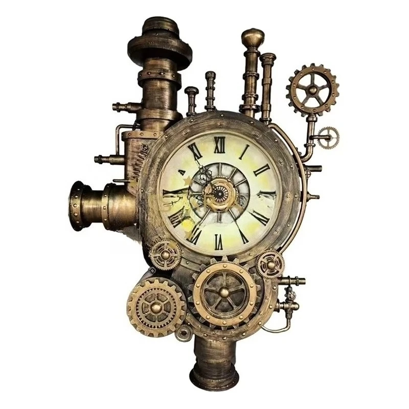 

Industrial Gear Wall Decor Large Vintage Machinery Metal Clocks Bar Cafe Restaurant Country Decor