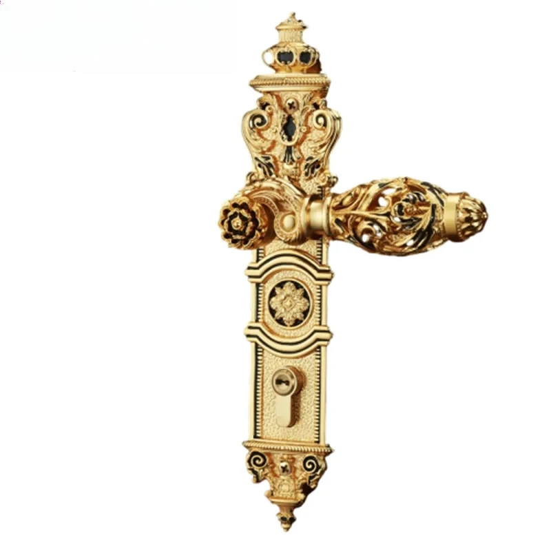 

European Retro Brass Indoor Door Locks Bedroom Mute Security Door Handle Lock Home Villa Lock Furniture Hardware Accessories