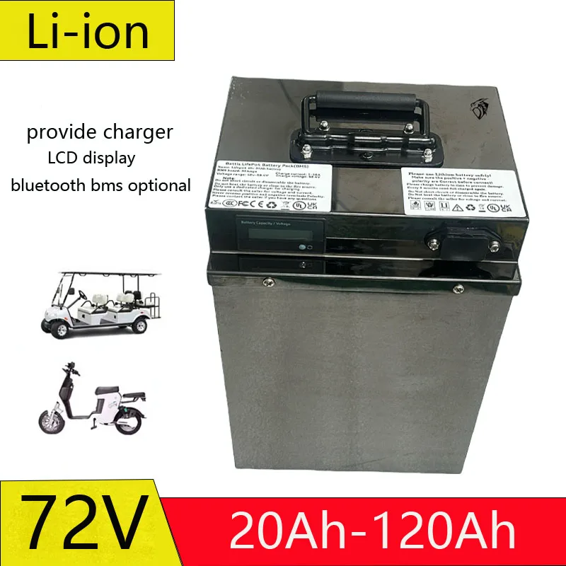 

72V 20Ah 30Ah 40Ah 50Ah 60Ah 75Ah 100Ah 120Ah Lithium Ion Battery for 1000W 2000W 3000W 3500W Golf Cart Tractor AGV Hybrids