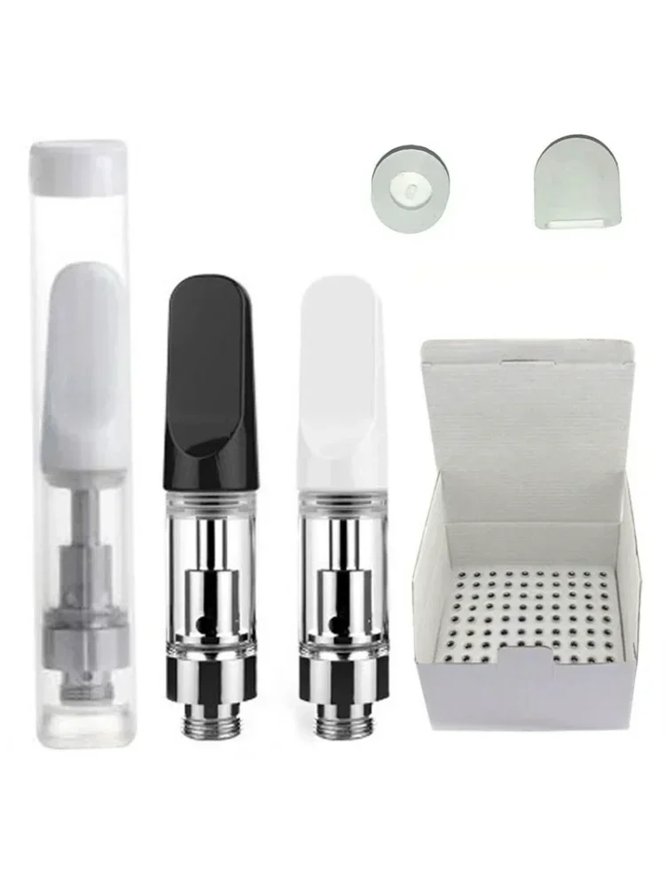 50pcs CC-ell Ceramic Cartridges 510 Thread  Vape Atomizers 0.5ml 1.0ml White Black Gold Silver Wood Drip Tip No Leak Cartridges