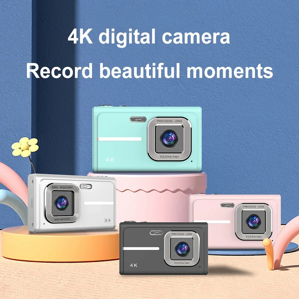 4K Digital Camera 2.4inch Screen Kids Campus Mini Camera 48MP 1080P HD 16x Digital Zoom Vintage Vlog Video Recorder Auto Focus