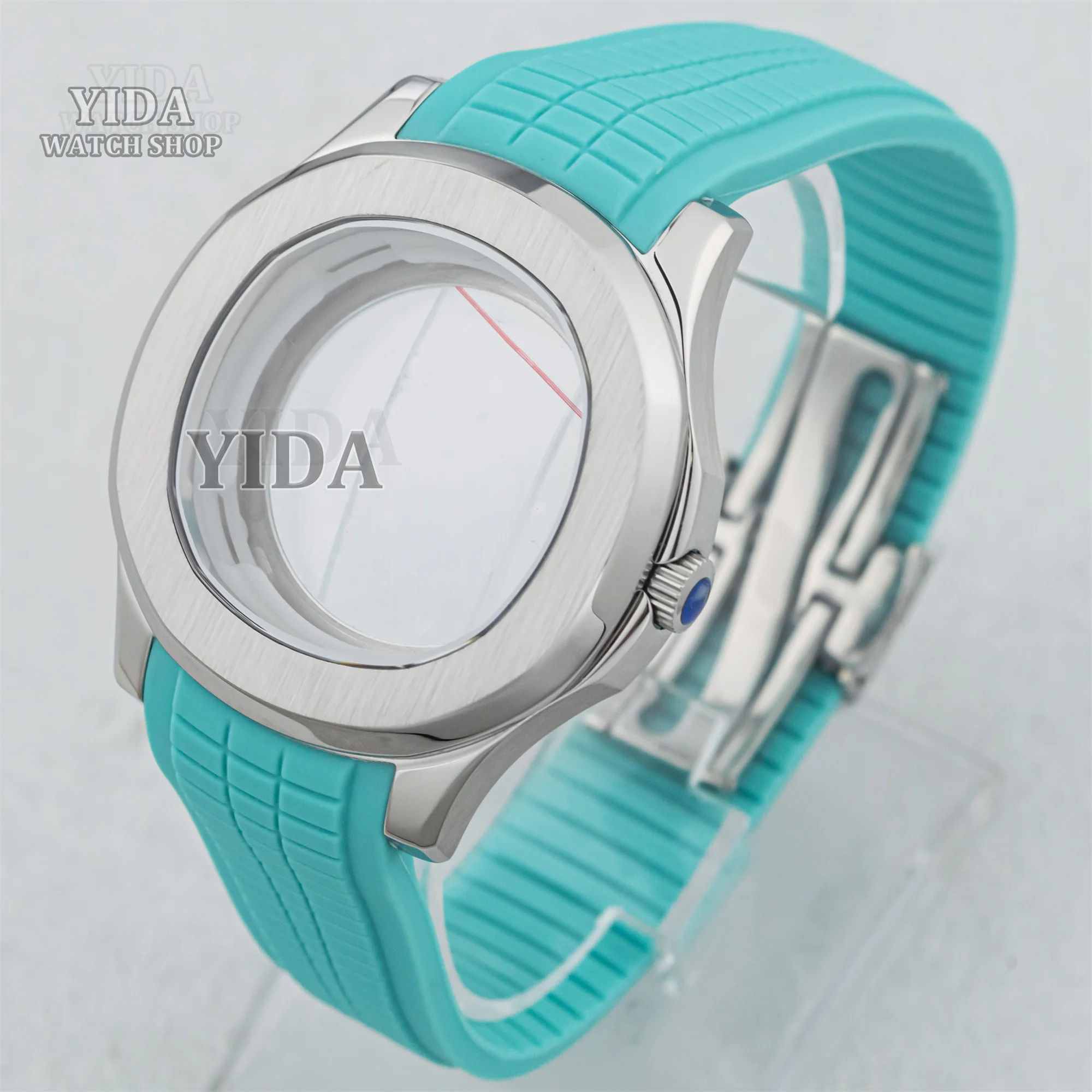 42MM Mod Uhrengehäuse Gummiband Saphirglas 100M wasserdichte Uhrenteile für AQUANAUT Nautilus NH35 NH36 Uhrwerk Zubehör