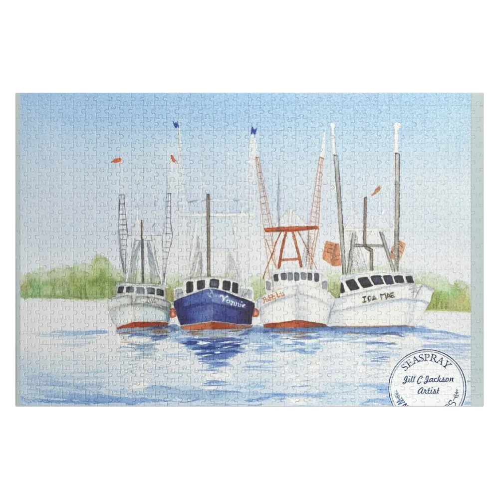 Shrimp Boats Jigsaw Puzzle Personalized Baby Object Wood Name Puzzle