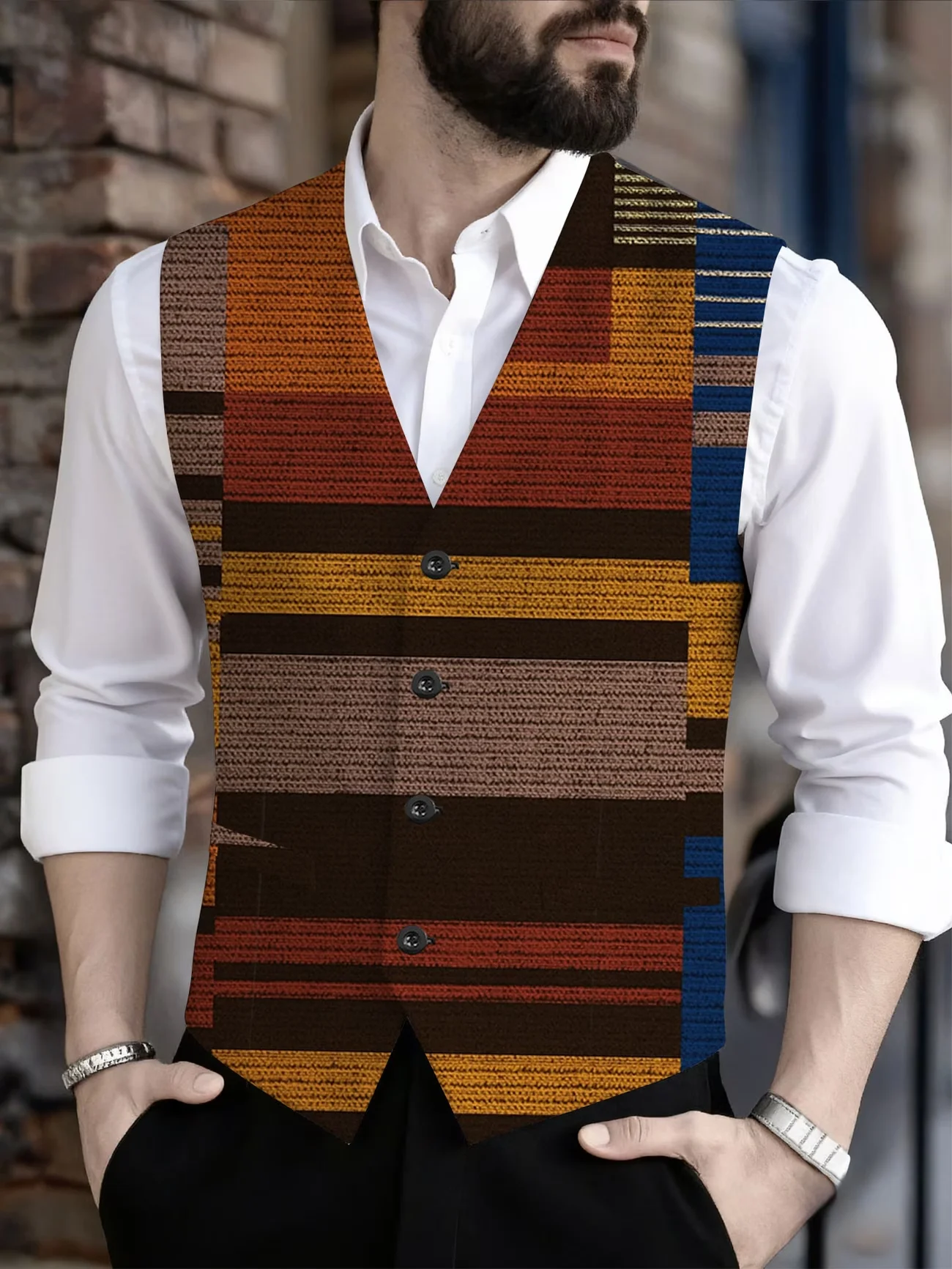 

New Black Gold Baroque Flower 3D Printed Men's Single Shirt Business Dress Single breasted 1-piece Top