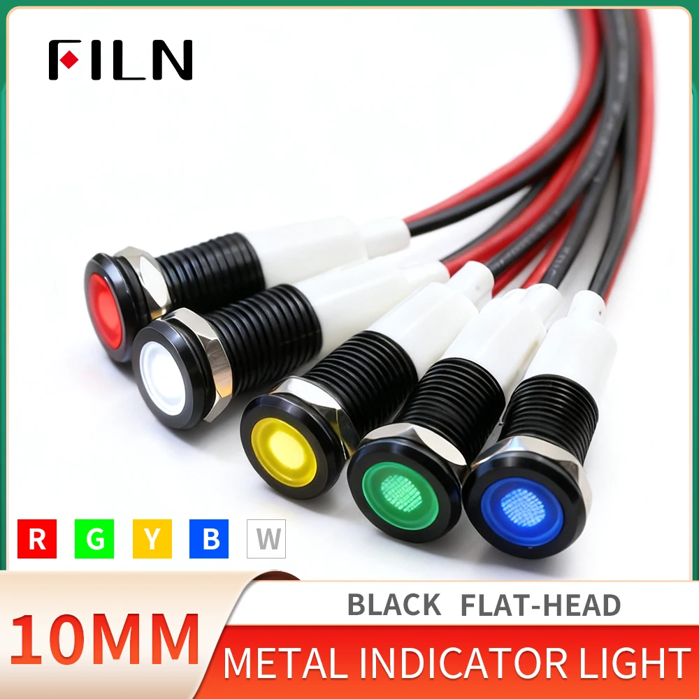 5 шт. 10 мм светодиодный индикатор, металлический водонепроницаемый IP67