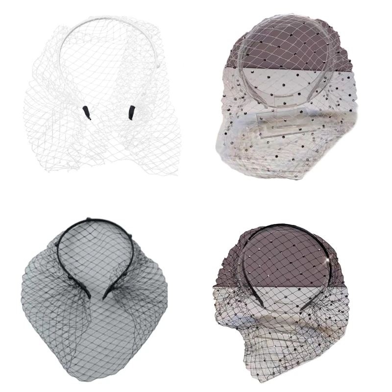 

Veil Mesh Headbands for Washing Face or Facials,Skincare Headbands, Face Wash Headband Rhinestones Makeup Headbands DropShipping