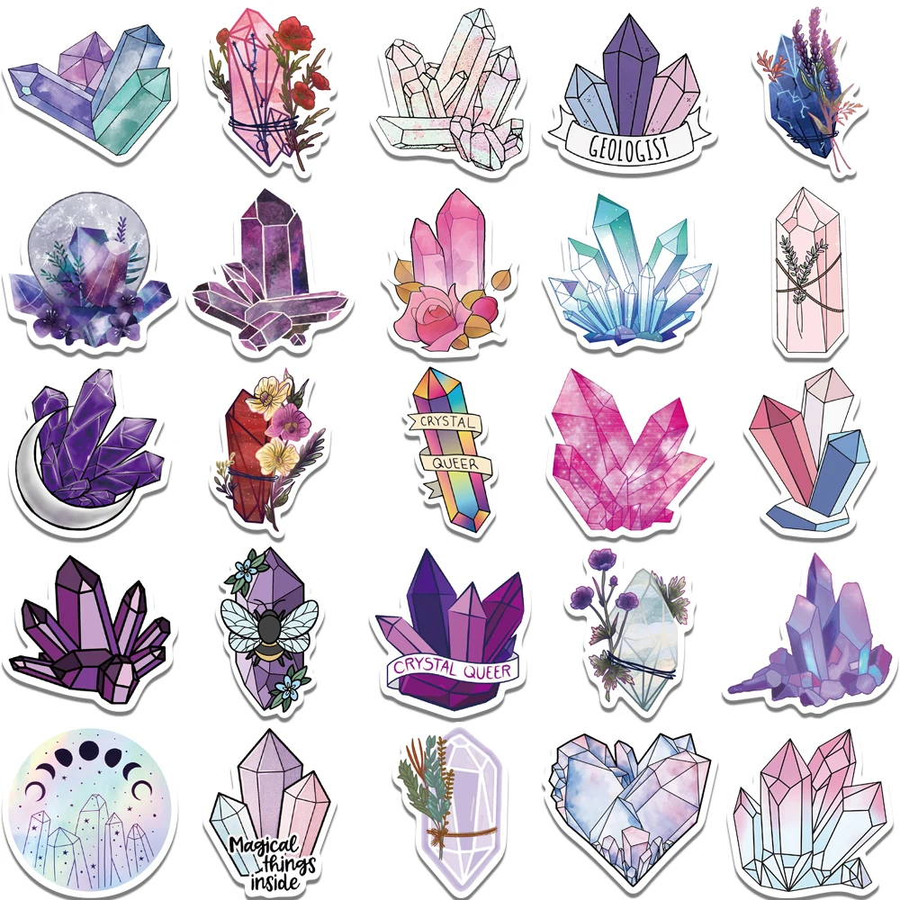 50PCS Crystal Stickers Waterproof Decals for Water Bottles Laptop Luggage Cup Phone Skateboard Guitar Helmet Decor Kids Toys