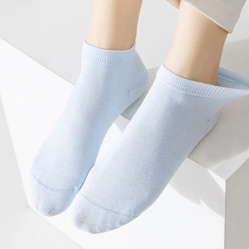 Womens All-Match Candy Color Socks Breathable Sweat-absorbent Low Cut Ankle Sock Ultra-Soft Cotton Solid Color Casual Sox Female