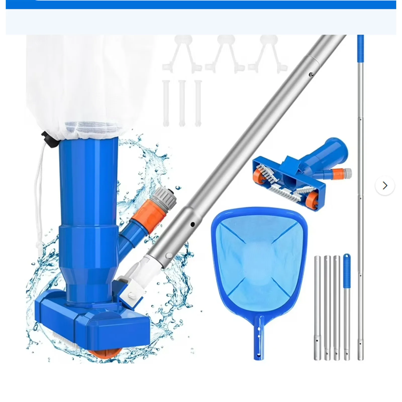Kit de limpieza al vacío para piscina, red de fondo limpio para filtro de piscina, juego de aspiradora para piscina, herramienta de productos para piscinas