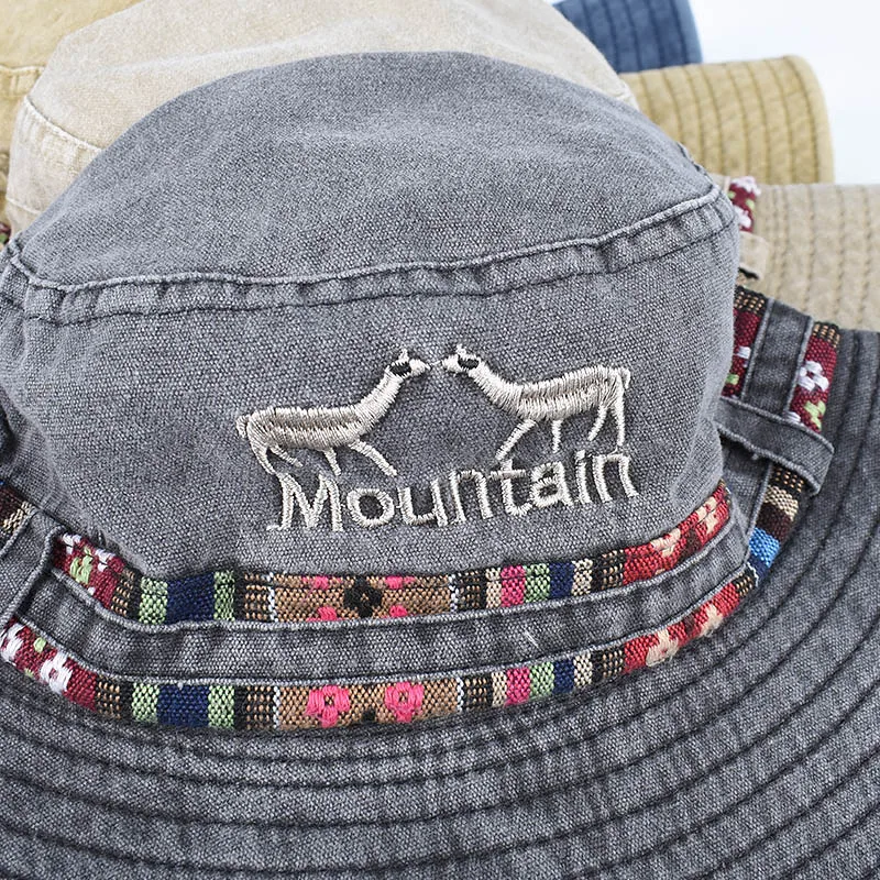 2026 Summer Men\'s Panama Hat Women Beach Sun Protection Bucket Hat Retro Letter Embroidered Bob Fisherman Hats Visor Fishing cap