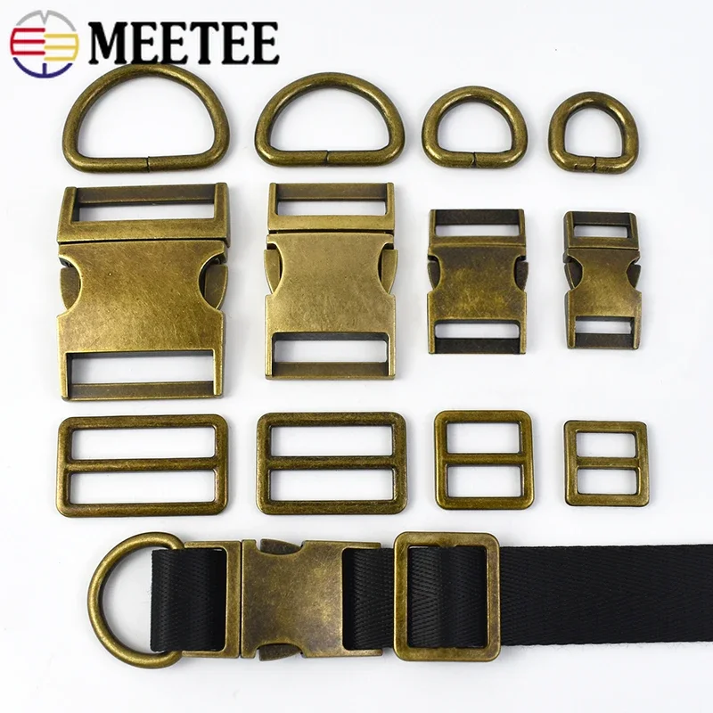 

2/4Sets Meetee 15-38mm Bronze Metal Release Buckles D Ring Tri Glide Clasp Bag Strap Webbing Connect Adjust Hook DIY Accessory