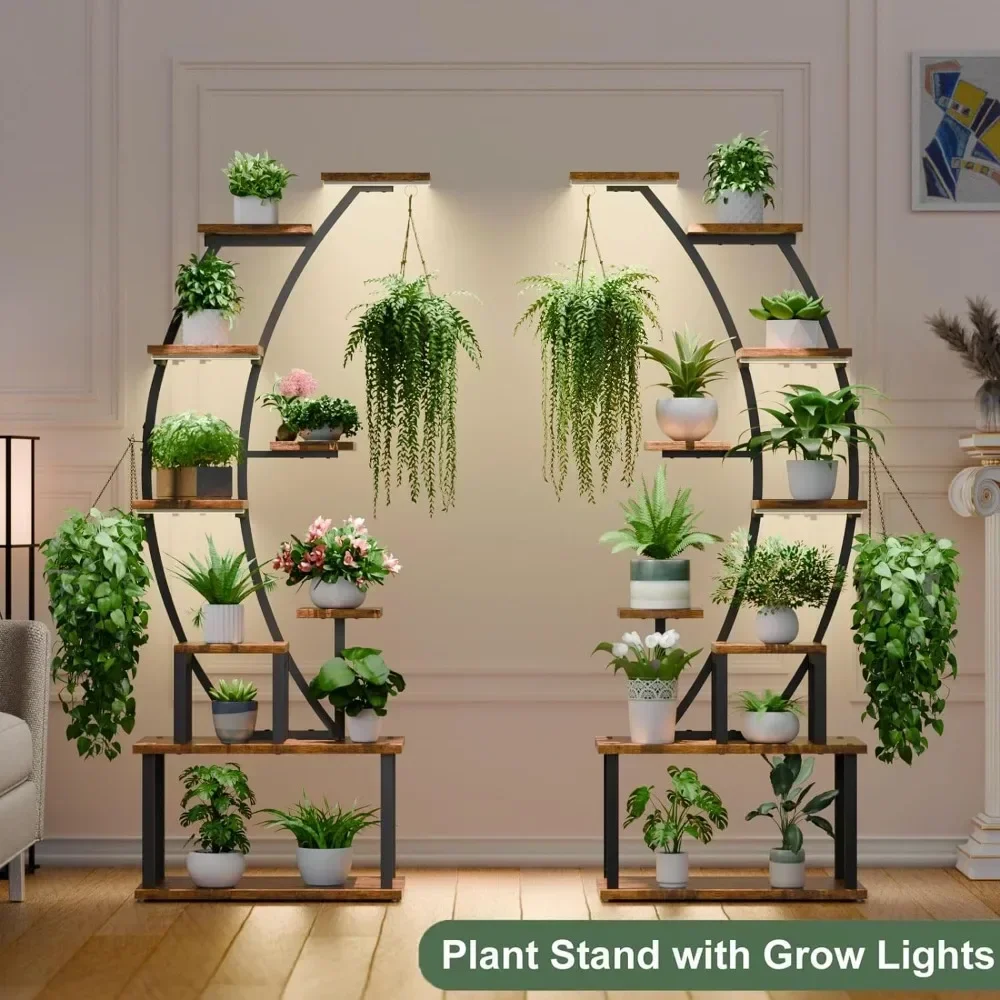 

Plant Stand Indoor with Grow Lights, 9Tiered Metal Plant Shelf, 64"Tall Plant Stand for Indoor Plants Multiple, Large Rack