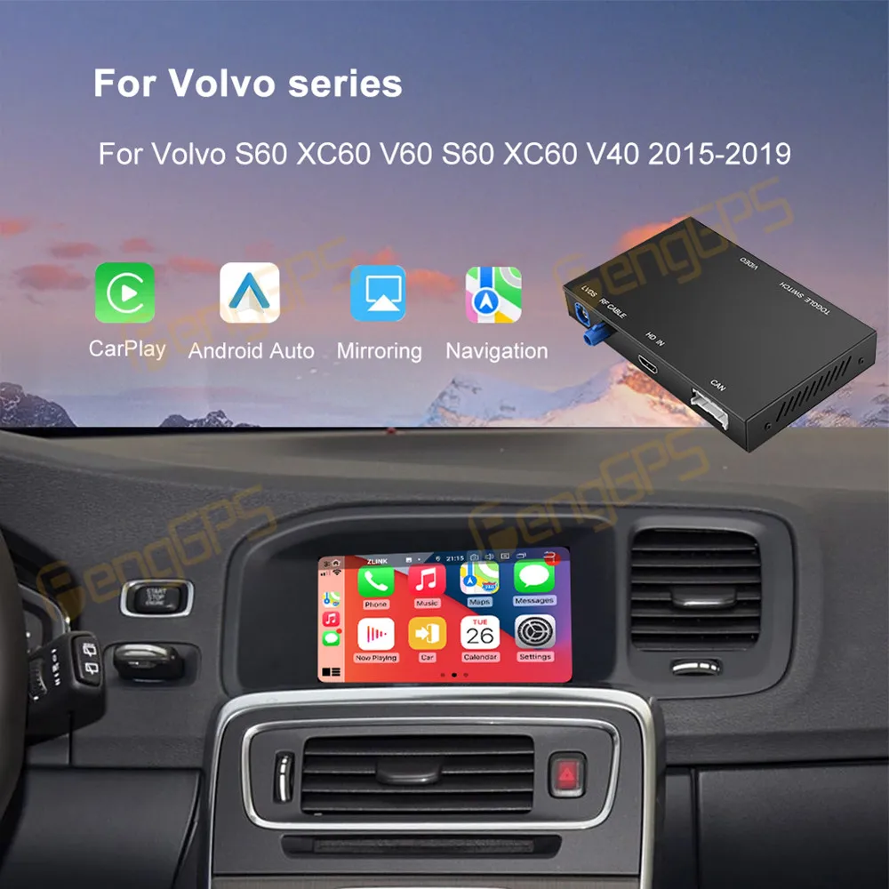 Linux Wireless Carplay Android Auto For Volvo S60 V60 XC60 V40 2015-2019 with Mirror Link AirPlay Car Play HiCar FM DSP WIFi GPS