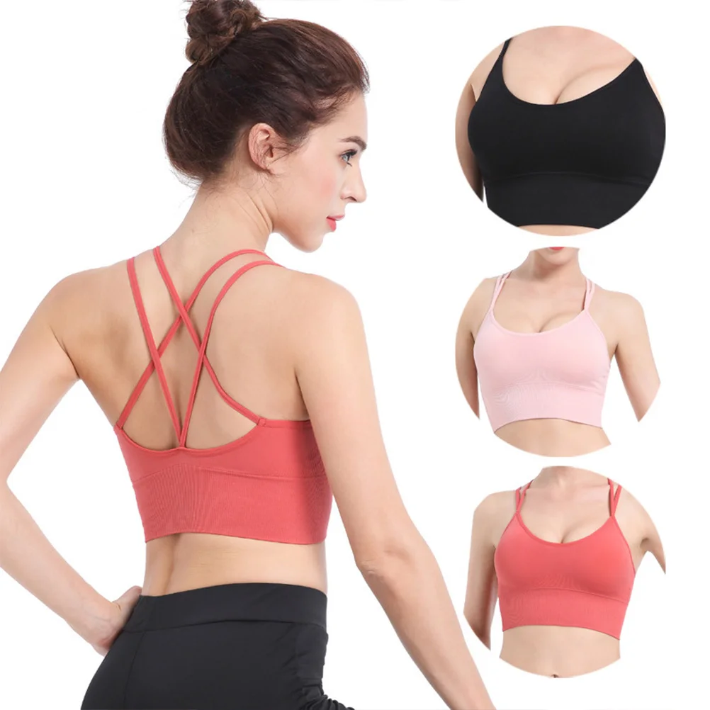 

Pink S Size Running Yoga Sports Bra Quick-Dry Breathable Gym Fitness Lightweight Seamless Nylon Support Underwear for Women