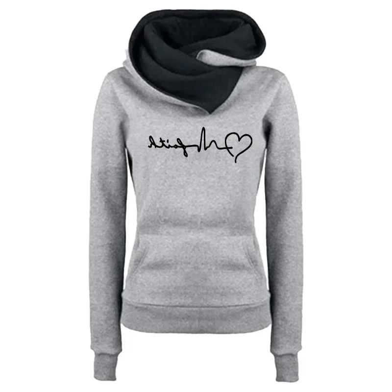 Outdoors Autumn Winter Sports Women's Sweatshirts Quality Fashion Versatile Hoodies Print Double Collar Pullovers Daily Clothing