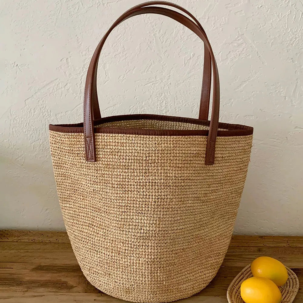 

Большие сумки-тоут из рафии для женщин, лето 2026: дизайнерские плетеные сумки-шопперы из рафии, пляжные сумки через плечо, люксовые дизайнерские сумки