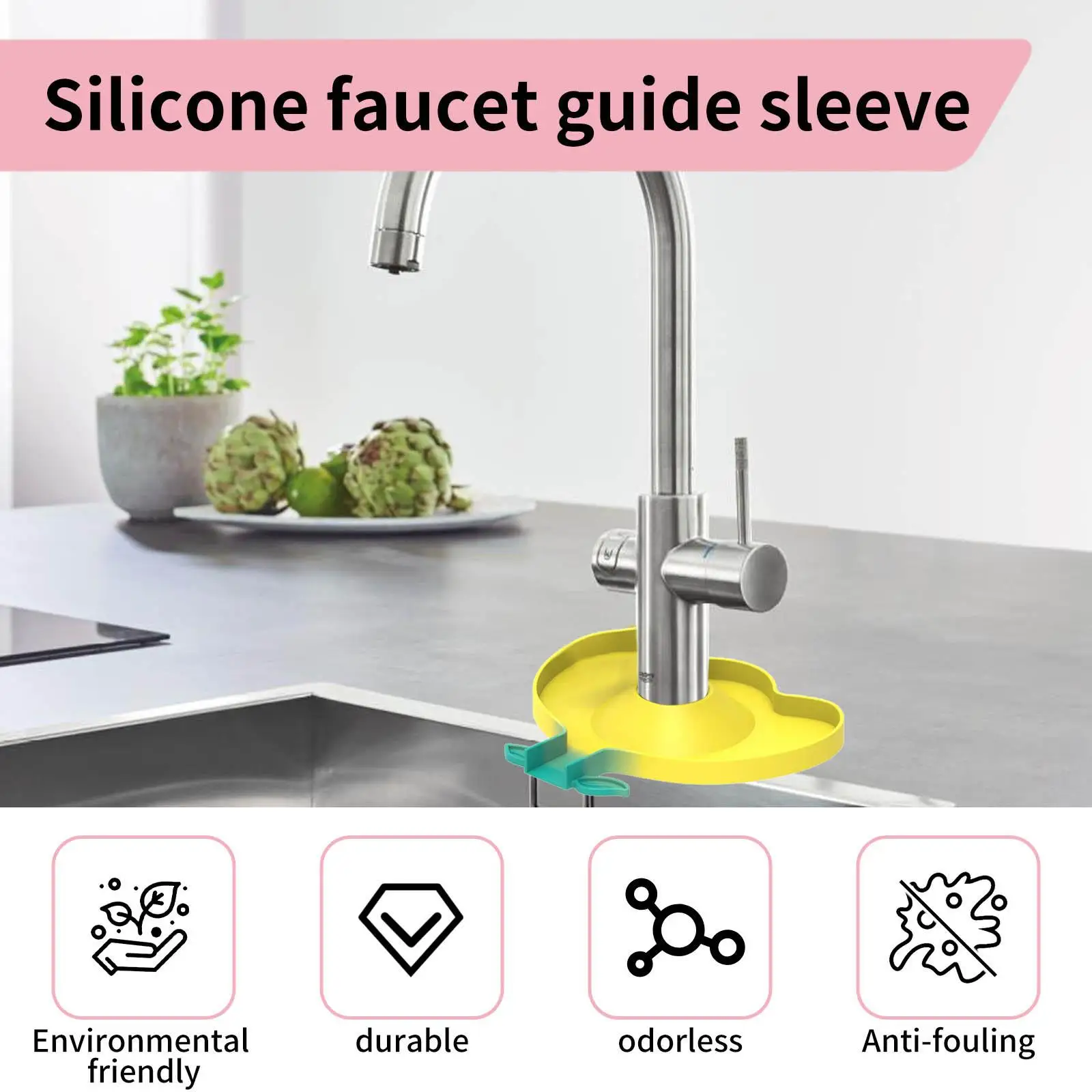 Silicone Faucet Splash Guard Kitchen Sink Splash Guard Reusable Longer Silicone Sink Mat for Kitchen Bathroom Countertop