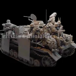 1/16 Resin Figure Unpainted Model Kit, World War II military theme, (6 soldiers, no tanks) Unassembled and unpainted GK,