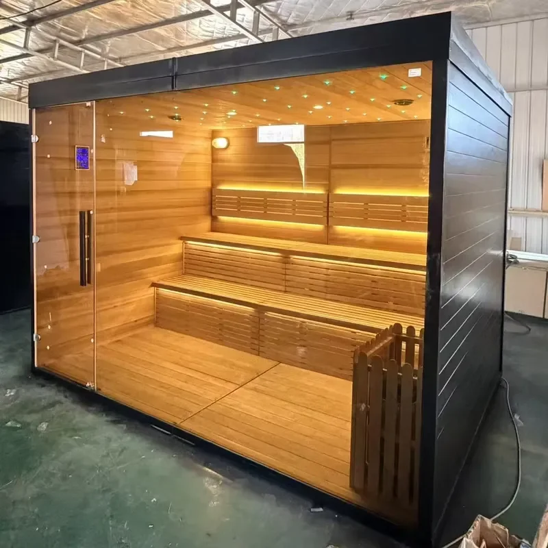 New pure outdoor sauna made by professional manufacturer Cedar, suitable for 8-10 people, traditional sauna, large household