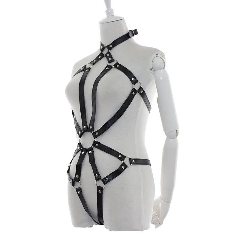 Cinturón Sexy de cuero Pu para mujer, arnés de cuerpo completo, corsé de cintura, Bondage, Bdsm, ropa gótica fetiche, accesorios exóticos