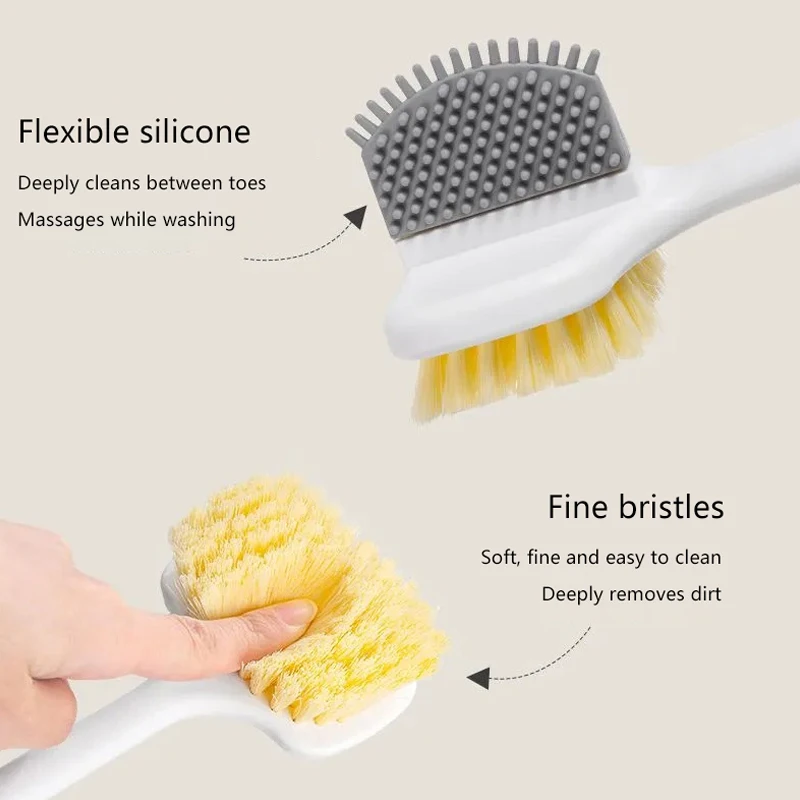

Comfort Long Handle Toe Cleaning Brush Foot Grinding Ergonomic Shower Foot Cleaning Tool Deep Cleaning Feet Scrubber For Seniors