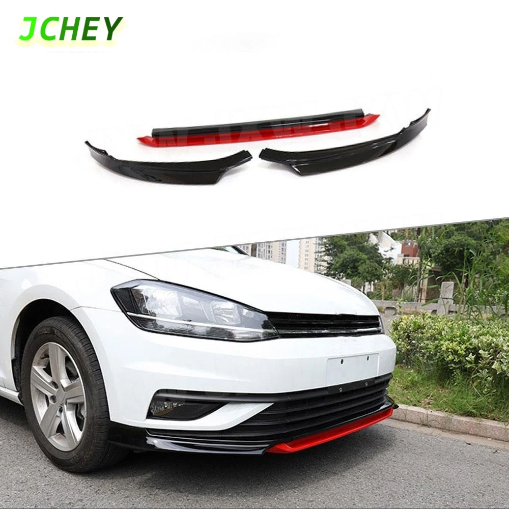 

JCHEY 3PCS/Set Front Bumper Lip Spoiler For VW Golf MK7.5 Standard 2018 2019 Not For GTI ABS Head Chin Shovel Protector
