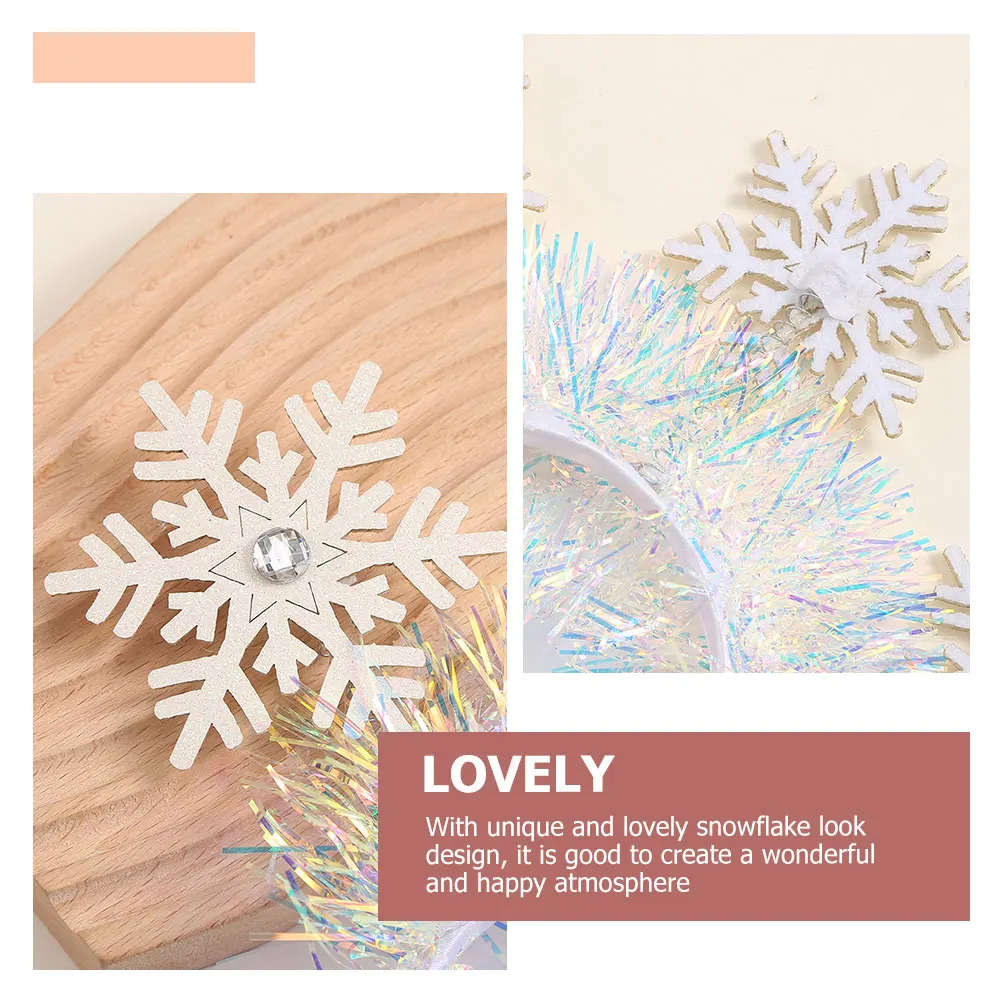 

2Pcs Snowflake Headb Christmas Festive Plastic Xmas Party Headdresses Hair Accessories for Women Girls Holiday Photos Christmas