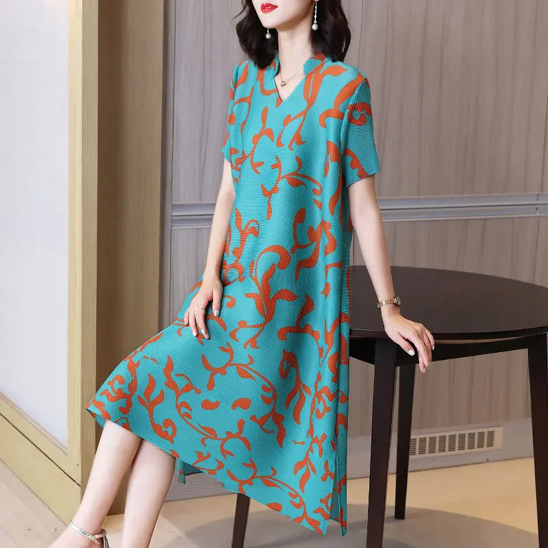 Printed loose fitting fashion mid length dress for women  vestidos de fiesta  women dress  maxi dresses for women